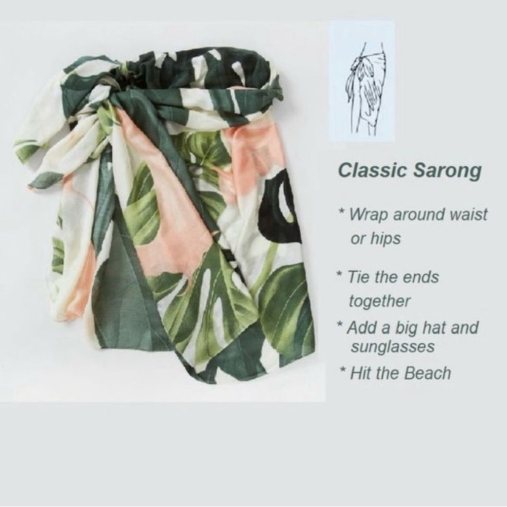 Virginia Wolf Botanical Green Multi Wear Wrap Scarf Sarong Halter dress NWT - Picture 12 of 13